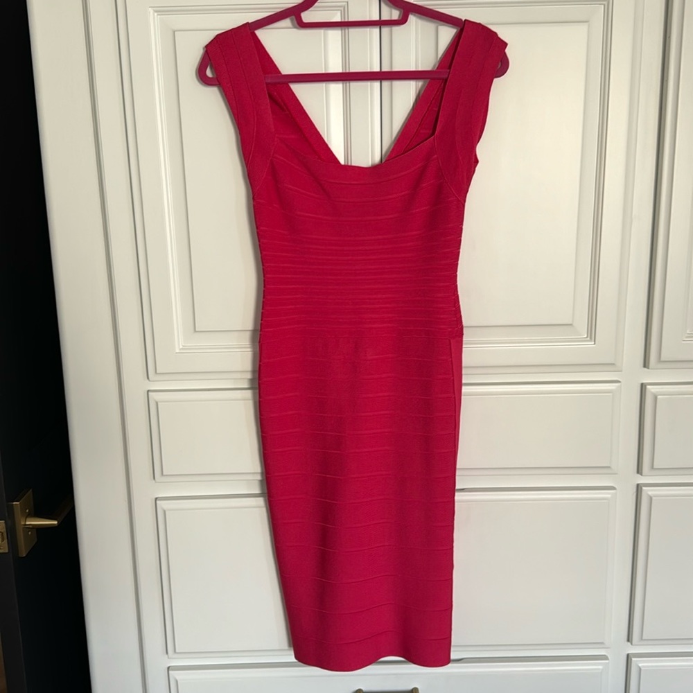 Herve leger pink midi bandage dress small